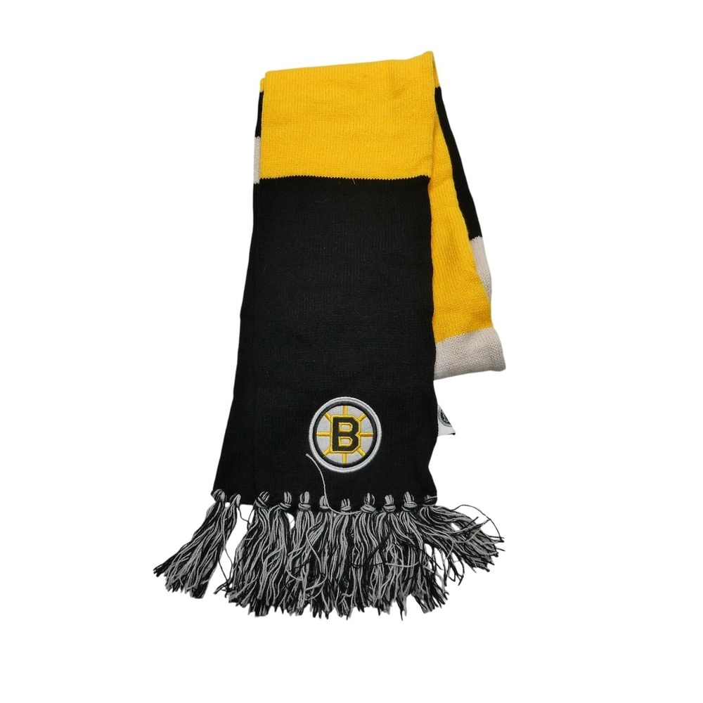 Boston Bruins Scarf Mens One Size Black Yellow NHL Hockey Knit Winter Fringe